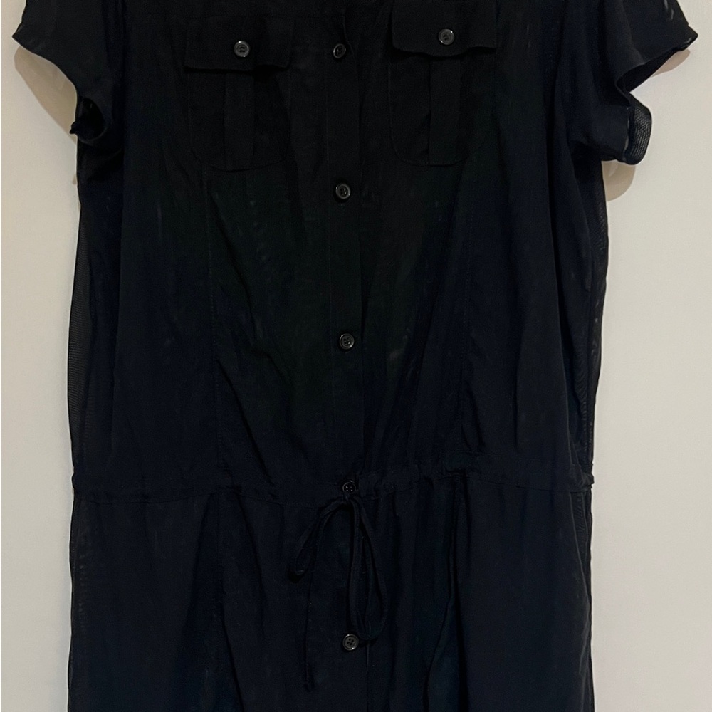Women’s Sheer Black Button-Up Tunic